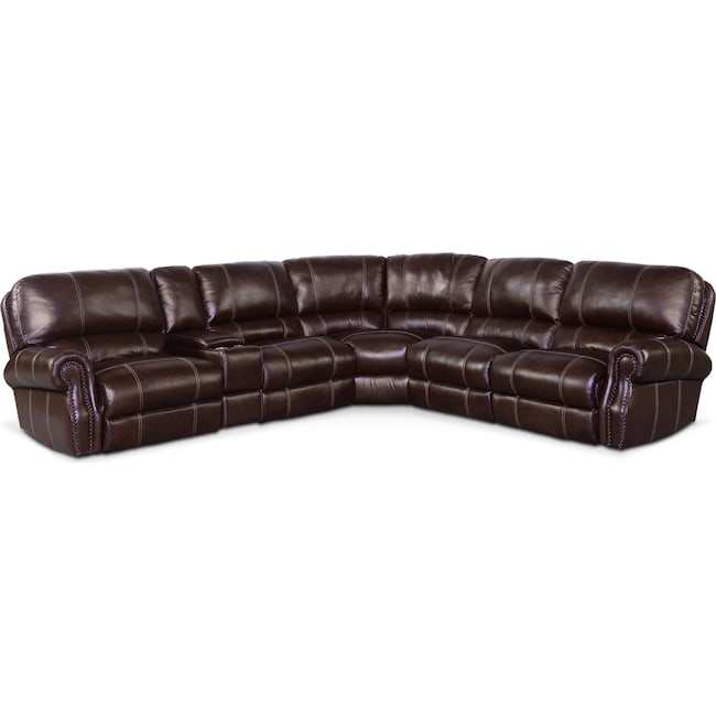 Living Room Furniture - Dartmouth 6-Piece Dual-Power Reclining Sectional with 3 Reclining Seats
