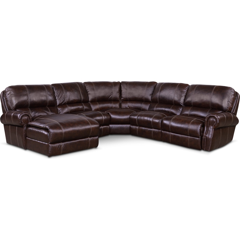 dartmouth chocolate dark brown power reclining sectional   