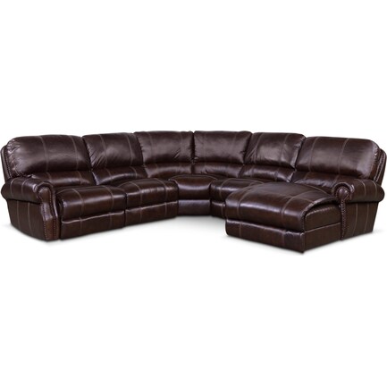 Dartmouth 5-Piece Power Reclining Sectional w/ Right-Facing Chaise and 2 Reclining Seats - Chocolate