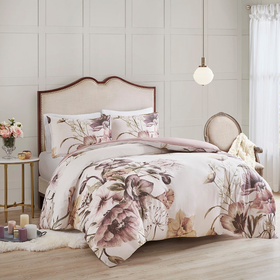 davina pink full queen bedding set   