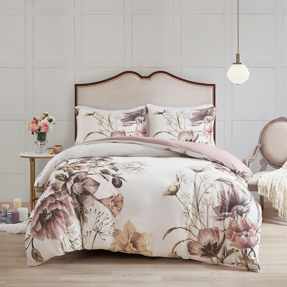 davina pink full queen bedding set   