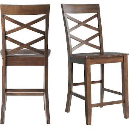 Davos Set of 2 Counter-Height Stools - Cherry