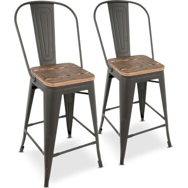 Dax Set of 2 High Back Counter-Height Stools