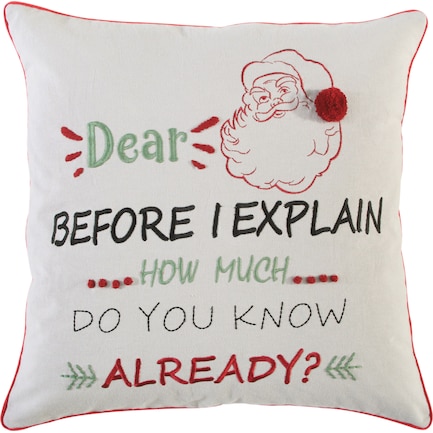 Dear Santa 20" X 20" Pillow