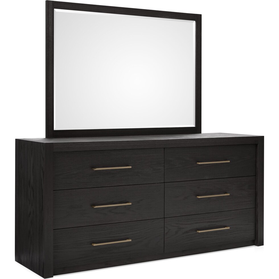 decker dark brown dresser and mirror   
