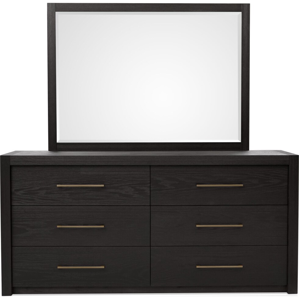 decker dark brown dresser and mirror   