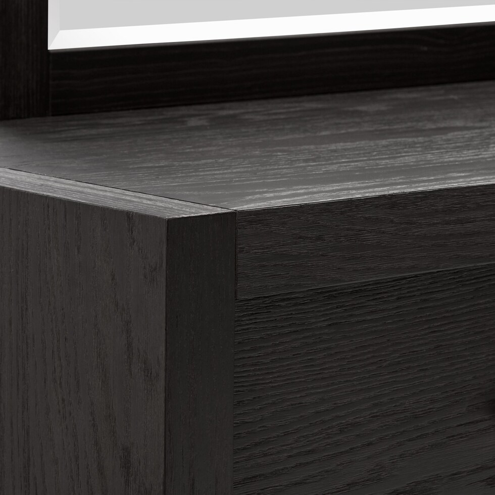 decker dark brown dresser and mirror   