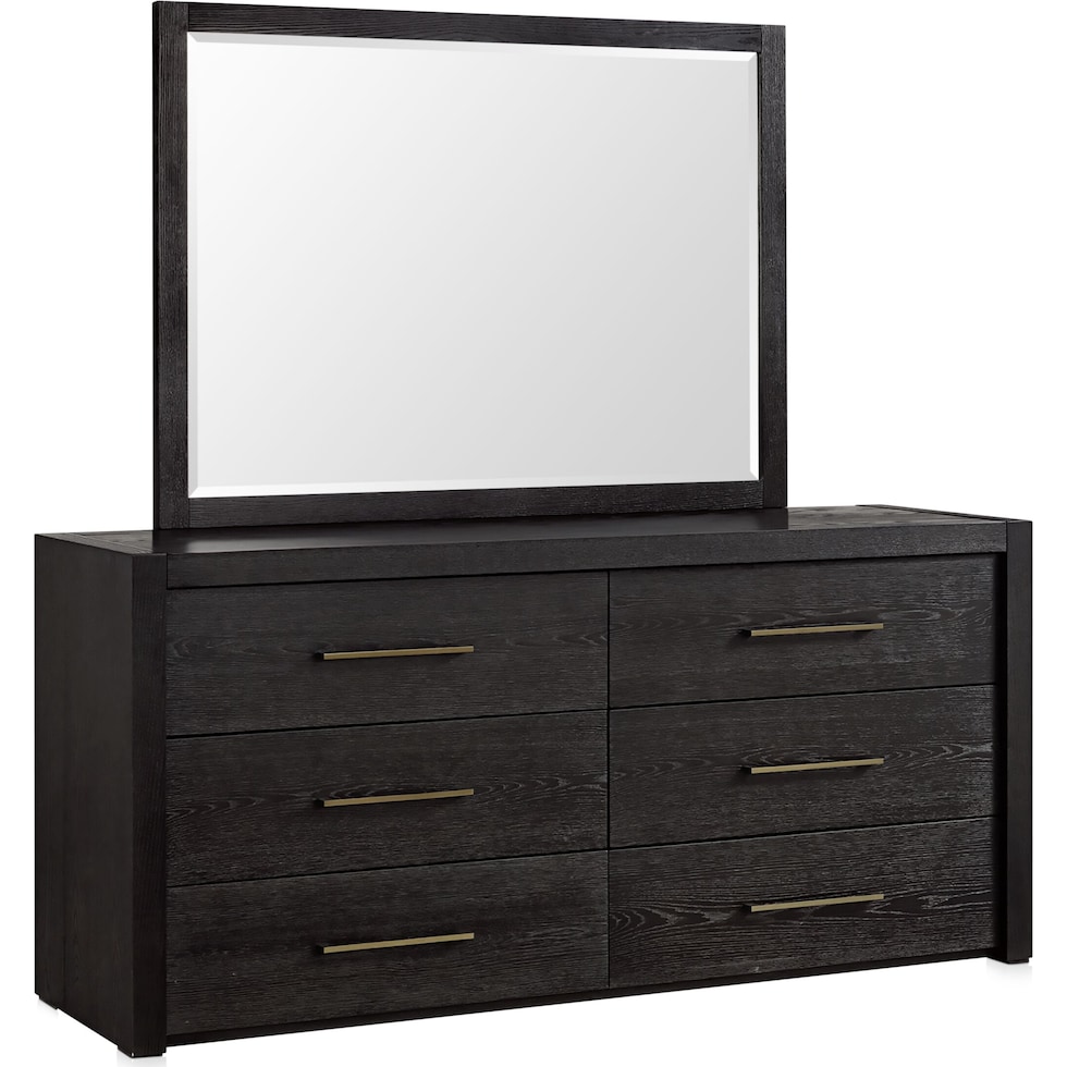 decker dark brown dresser and mirror   