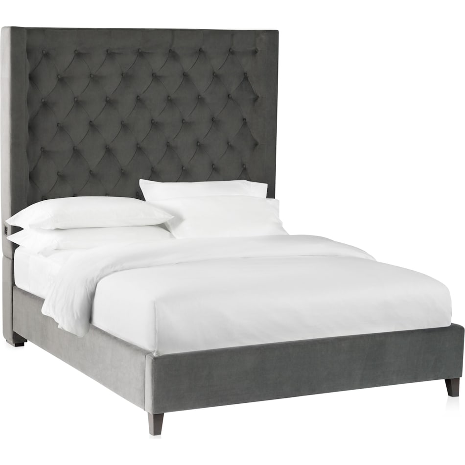 del mar gray king upholstered bed   