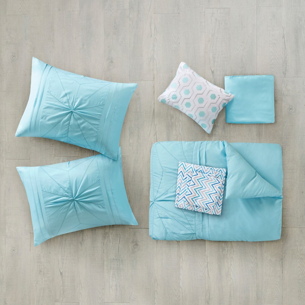 delilah blue full queen bedding set   