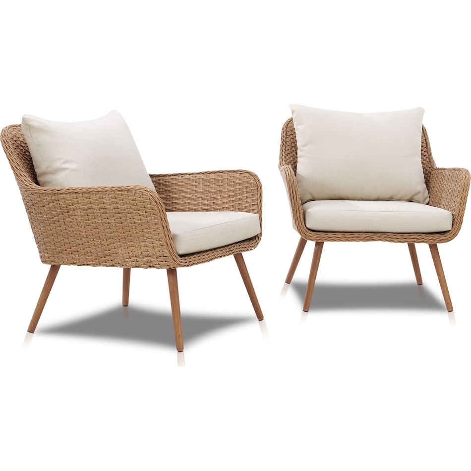 delray light brown outdoor chair set   