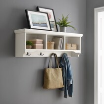 deluz white entryway storage shelf   