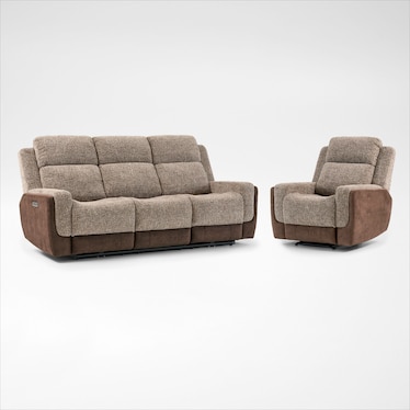 Desmond Dual-Power Reclining Sofa and Recliner Set