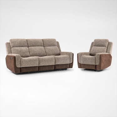 Desmond Manual Reclining Sofa and Recliner Set