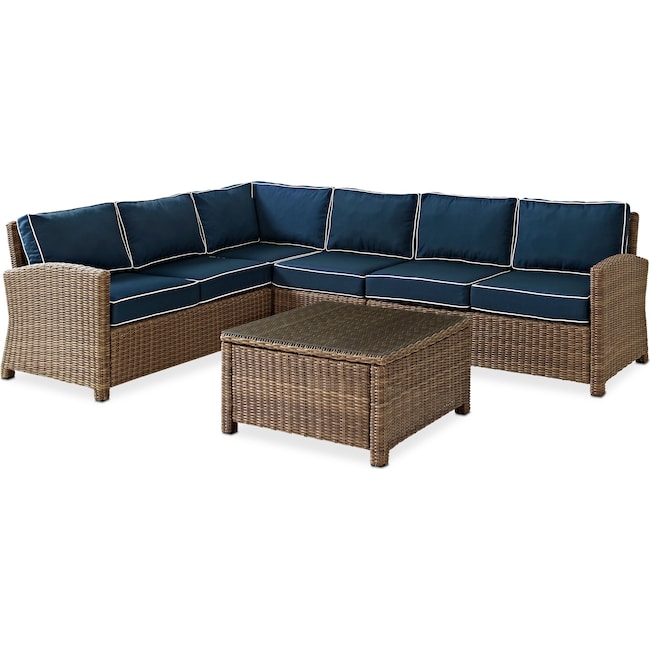 Outdoor Furniture - Destin 4-Piece Outdoor Sectional and Coffee Table Set