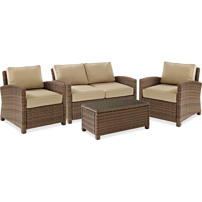 Outdoor Furniture - Destin Outdoor Loveseat, 2 Chairs and Coffee Table Set