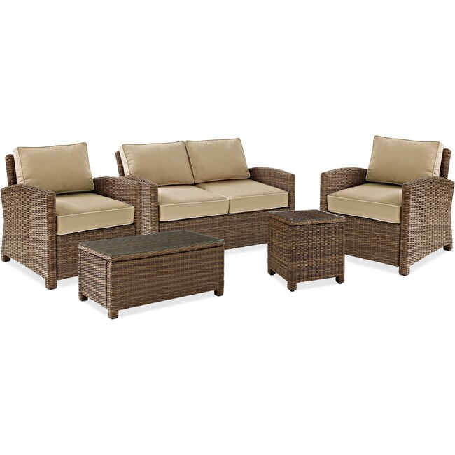 Outdoor Furniture - Destin Outdoor Loveseat, 2 Chairs, Coffee Table and End Table Set