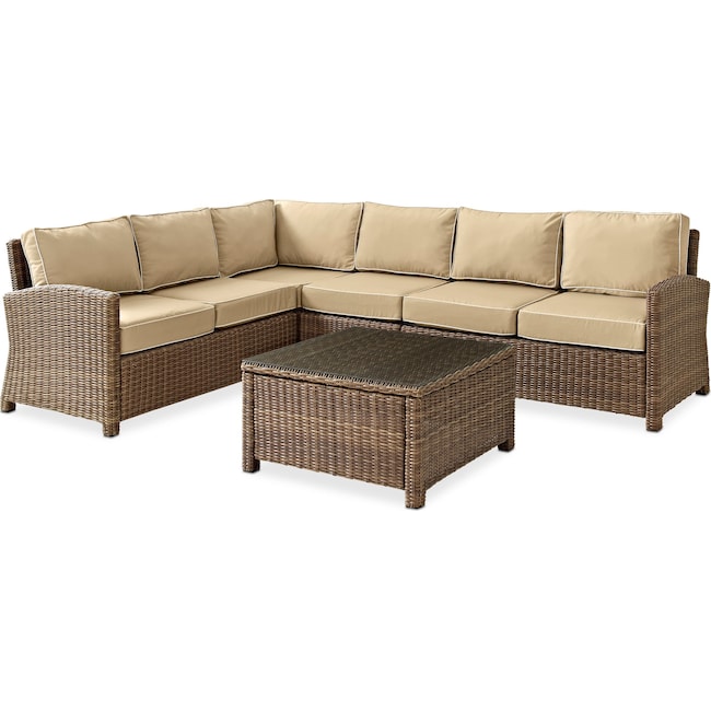Outdoor Furniture - Destin 4-Piece Outdoor Sectional and Coffee Table Set