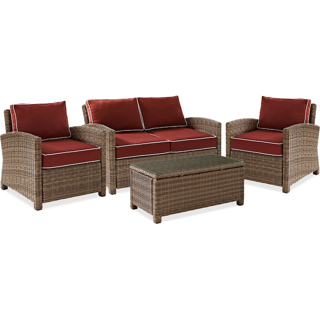 Outdoor Furniture - Destin Outdoor Loveseat, 2 Chairs and Coffee Table Set