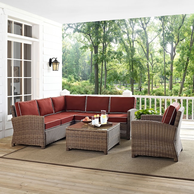 Outdoor Furniture - Destin 3-Piece Outdoor Sectional, Chair and Coffee Table Set