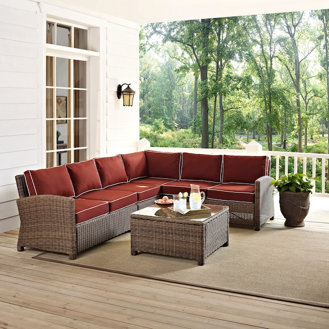 Outdoor Furniture - Destin 4-Piece Outdoor Sectional and Coffee Table Set