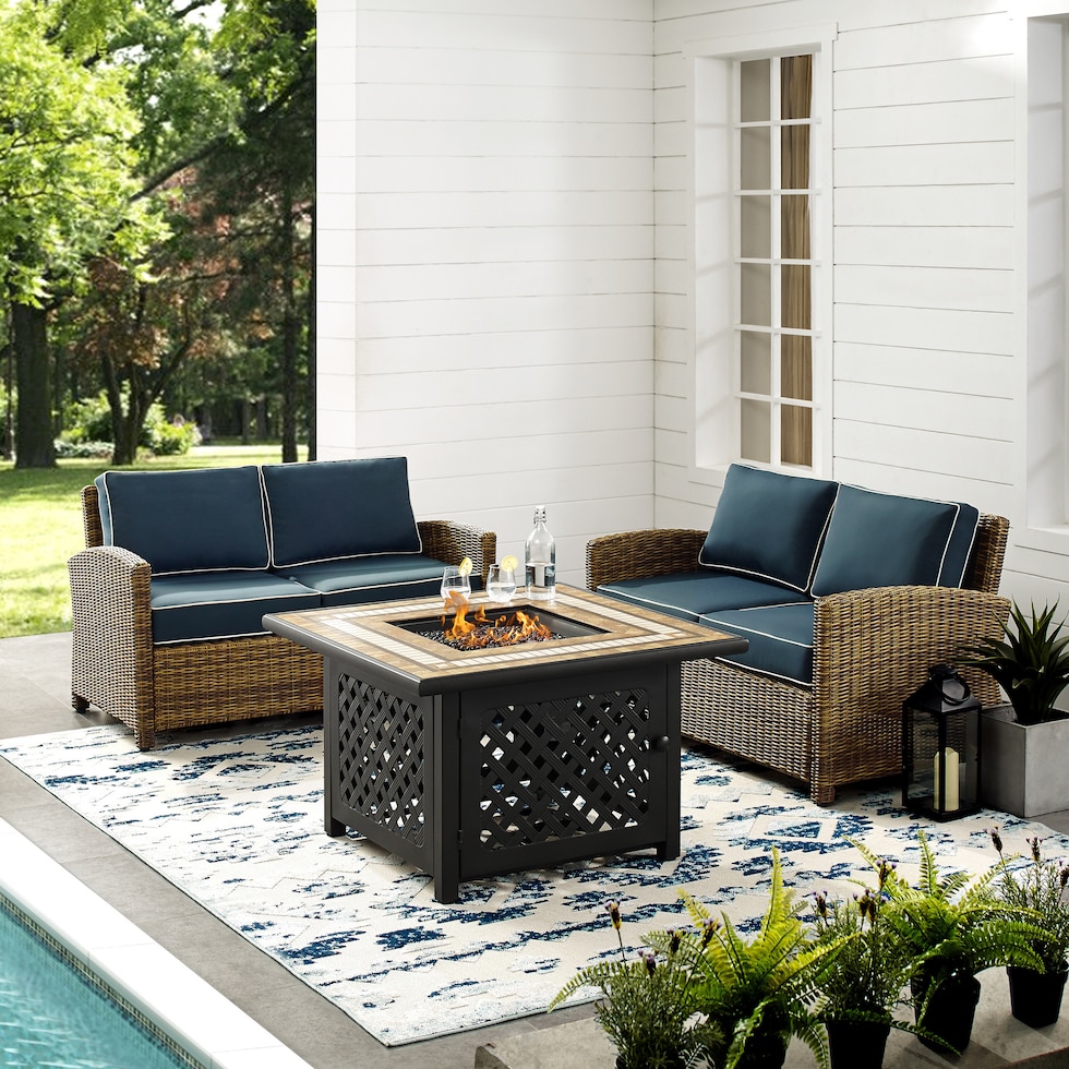 destin blue outdoor loveseat set   