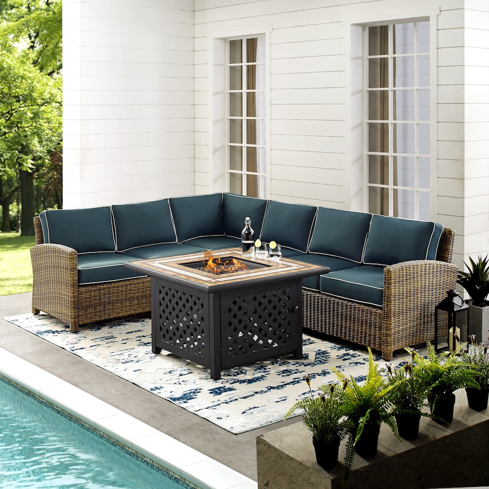 destin blue outdoor sectional set   