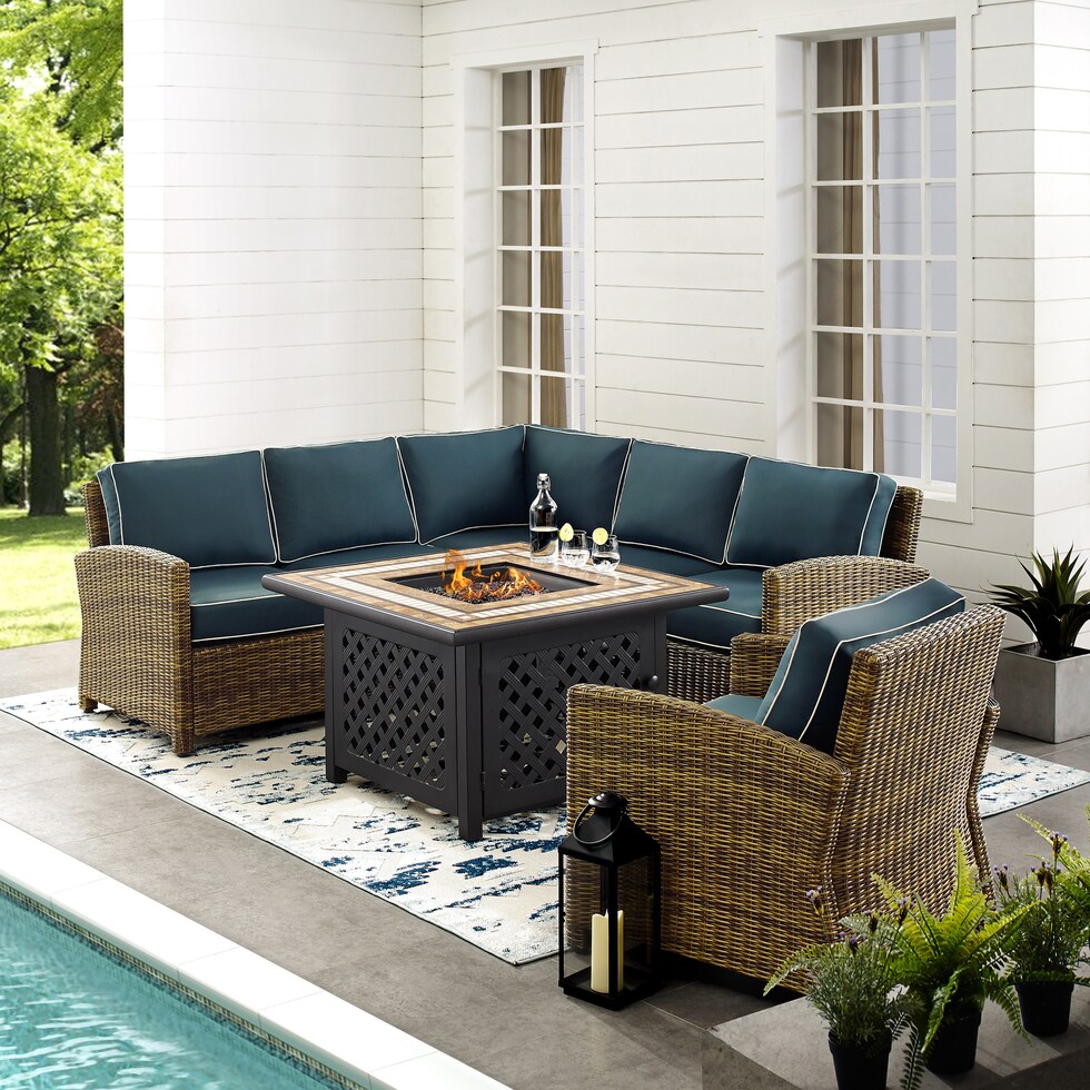 destin blue outdoor sectional set   