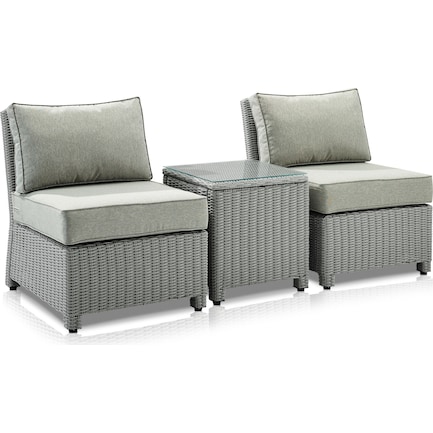 Destin Set of 2 Outdoor Armless Chairs and End Table