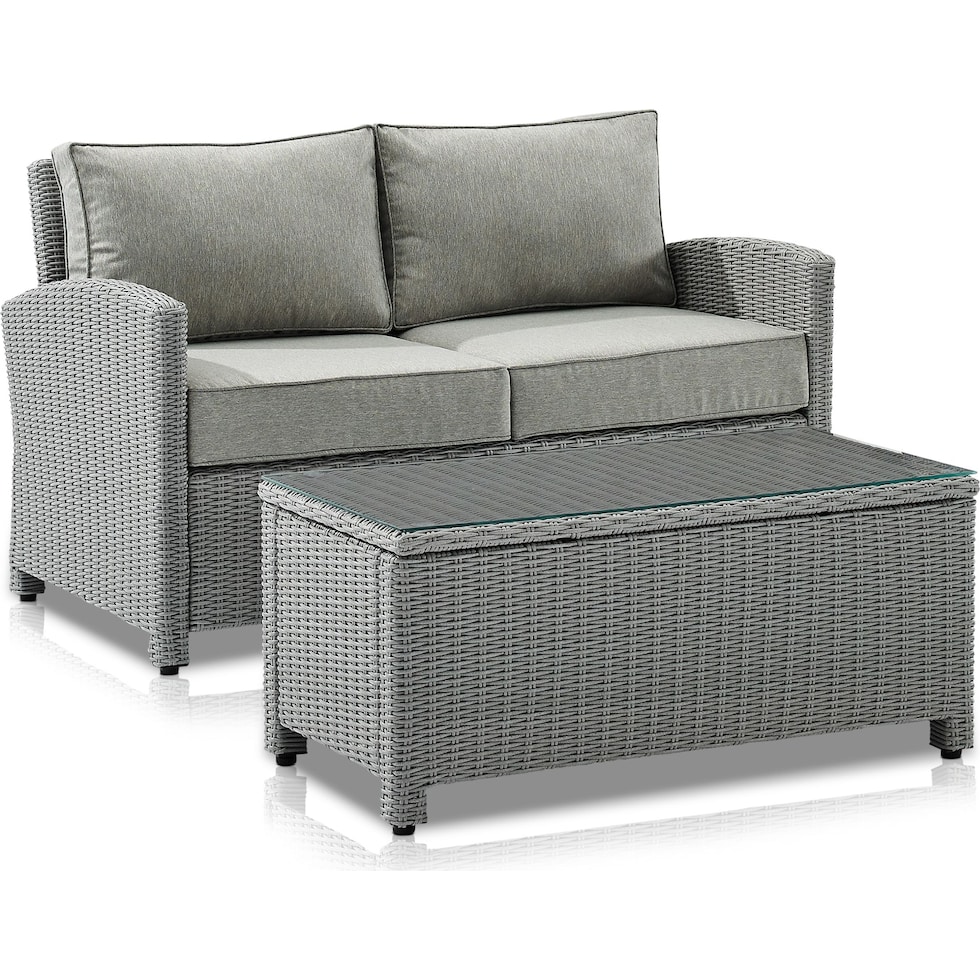 destin gray outdoor loveseat set   