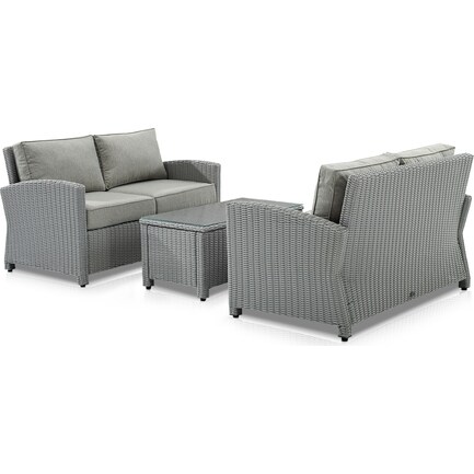 Destin Set of 2 Outdoor Loveseats and Coffee Table