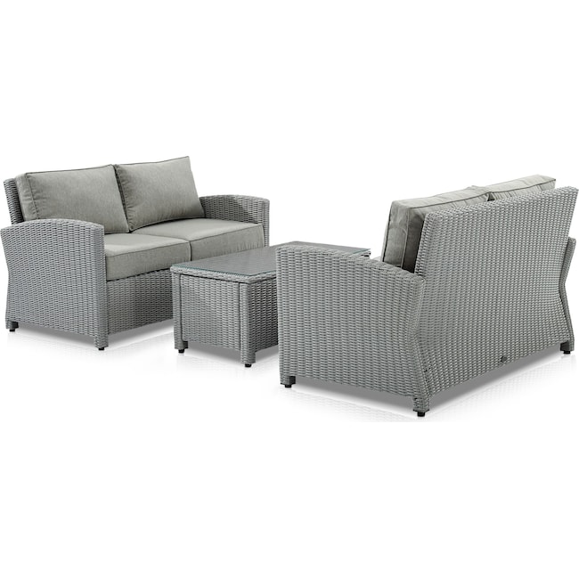 Outdoor Furniture - Destin Set of 2 Outdoor Loveseats and Coffee Table