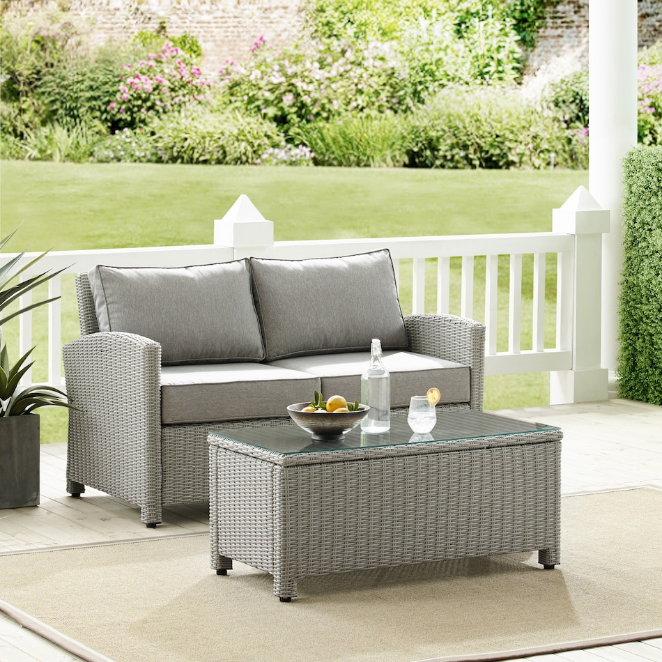 destin gray outdoor loveseat set   