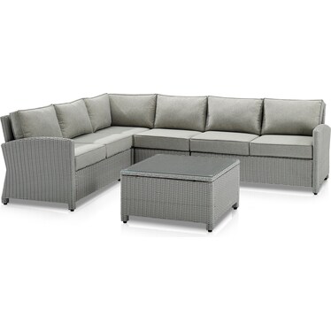 Destin 4-Piece Outdoor Sectional and Coffee Table Set - Gray