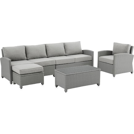 Destin 3-Piece Outdoor Sectional, Chair and Coffee Table Set - Gray