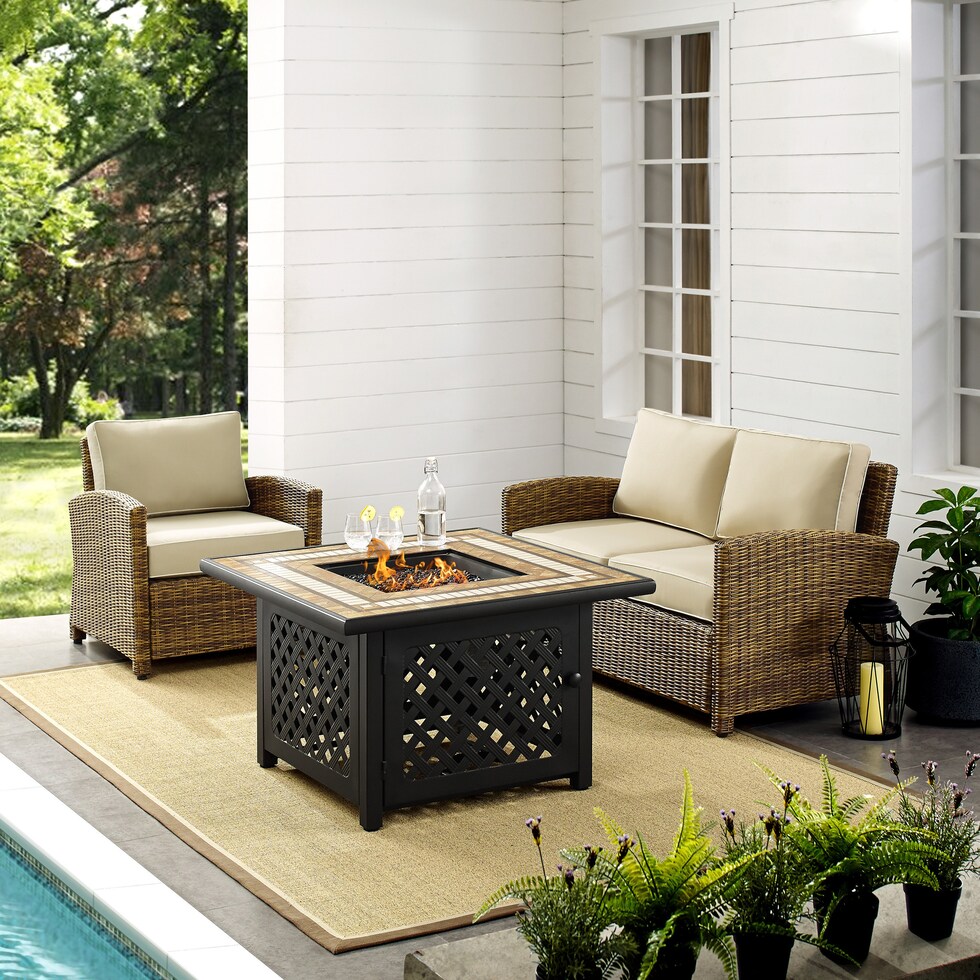 destin light brown outdoor loveseat set   