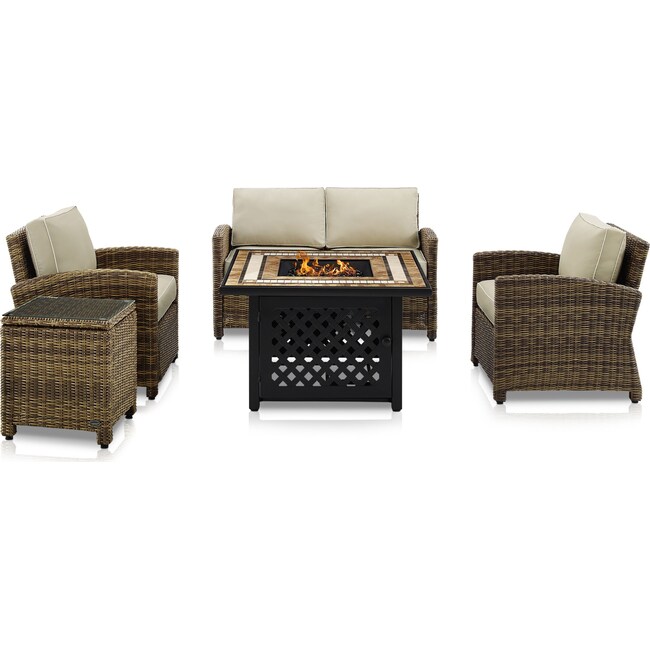 Outdoor Furniture - Destin Outdoor Loveseat, 2 Chairs, End Table and Fire Table