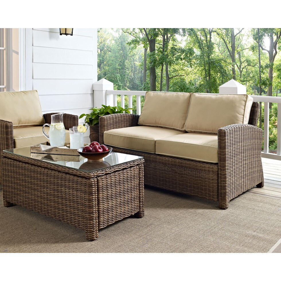 destin light brown outdoor loveseat   