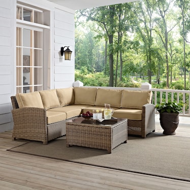 Destin 3-Piece Outdoor Sectional and Coffee Table Set - Sand