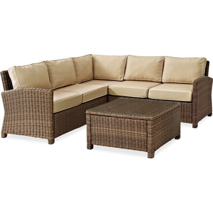 Destin 3-Piece Outdoor Sectional and Coffee Table Set - Sand