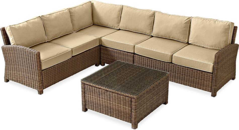 Destin 4Piece Outdoor Sectional and Coffee Table Set Value City