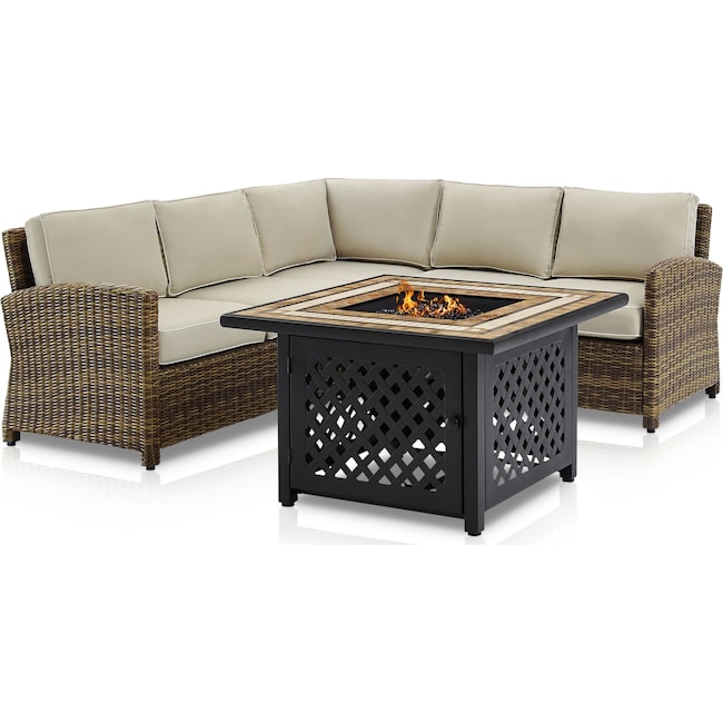 Outdoor Furniture - Destin 3-Piece Outdoor Sectional and Fire Table Set