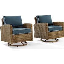 destin navy brown outdoor swivel rocker set   