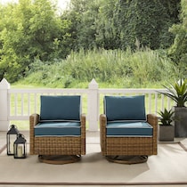 destin navy brown outdoor swivel rocker set   