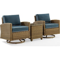 destin navy brown outdoor swivel rocker set   