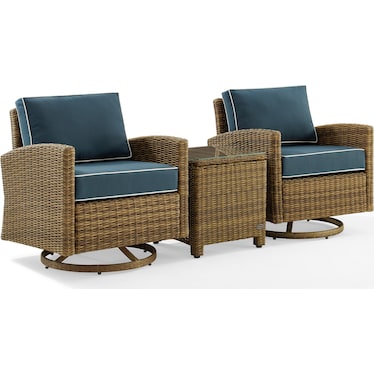 Destin 3-Piece Outdoor Set with 2 Swivel Rockers and End Table