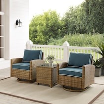 destin navy brown outdoor swivel rocker set   