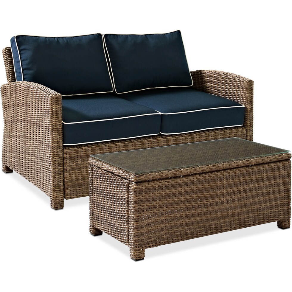 destin navy outdoor loveseat set   