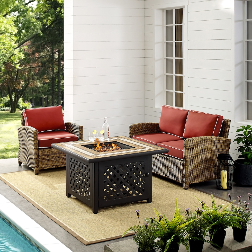 destin red outdoor loveseat set   