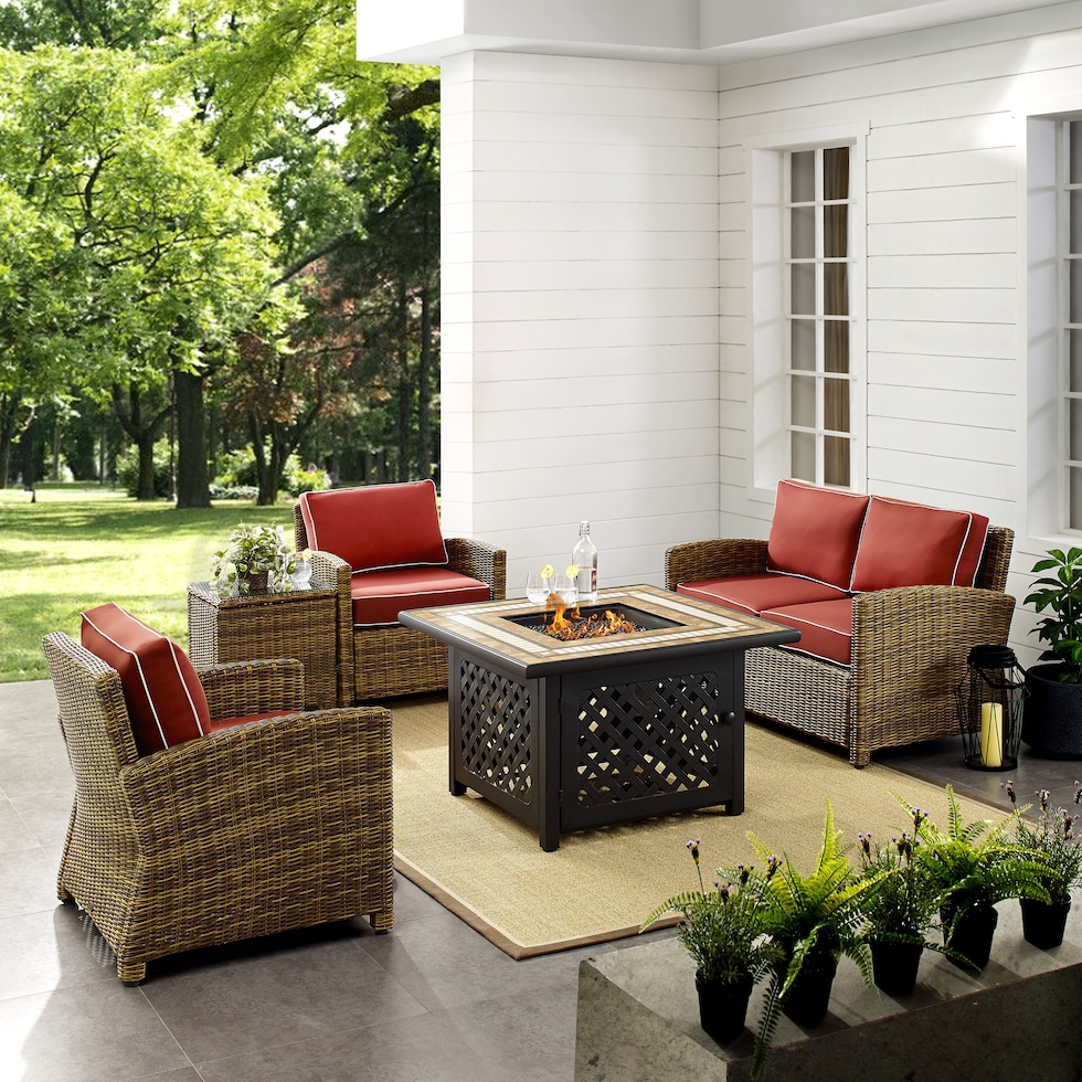 destin red outdoor loveseat set   